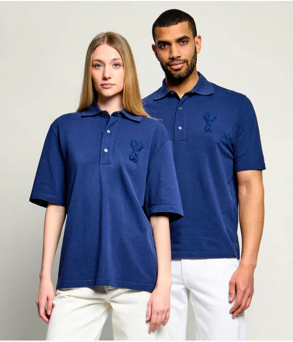 Женское поло свободного кроя Polo AMI Paris, Blu Marino