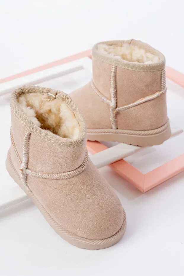 Детские ботинки для девочек на меху Lina Step, Beige — фото 4