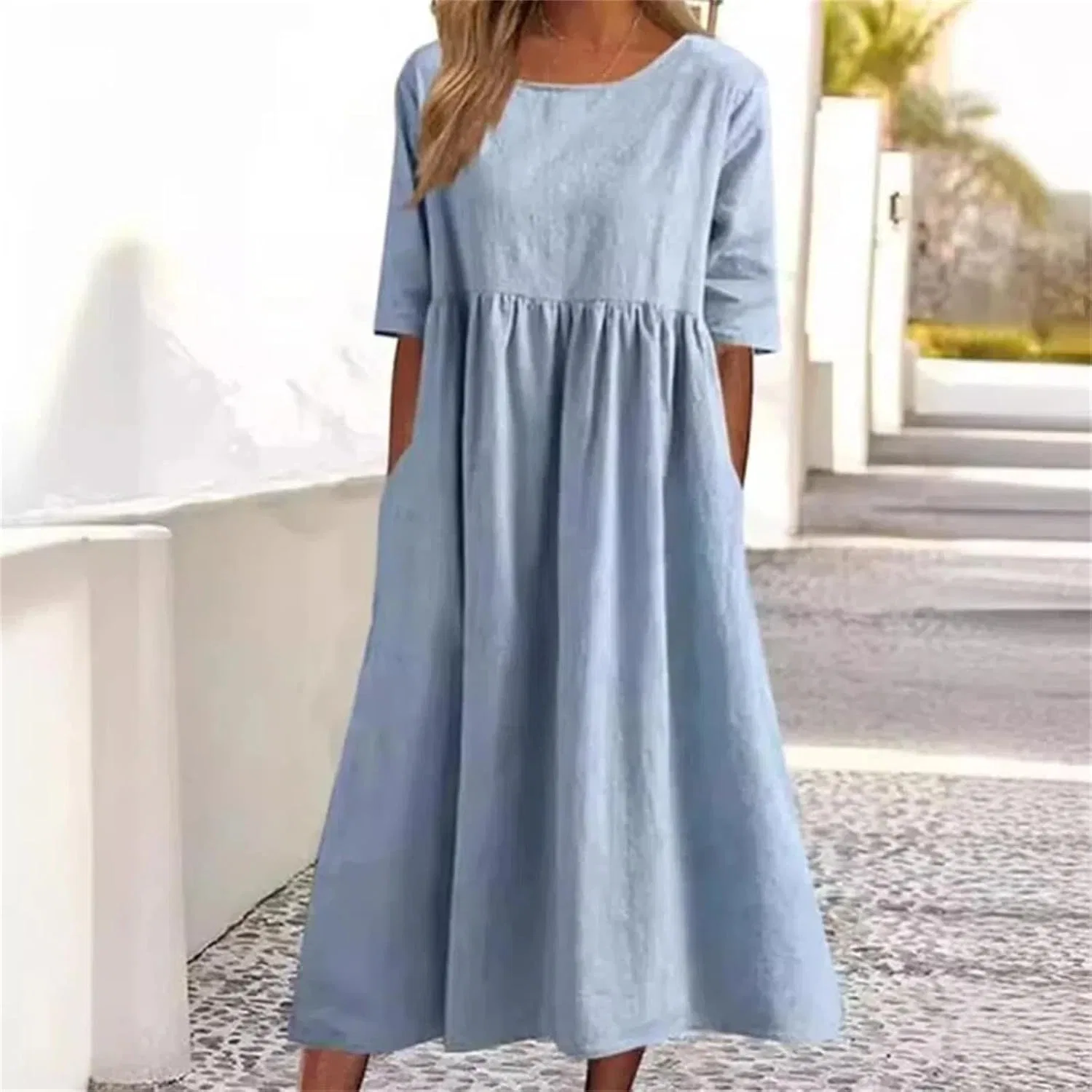 Женское повседневное платье миди A-силуэта, Light Green — фото 2