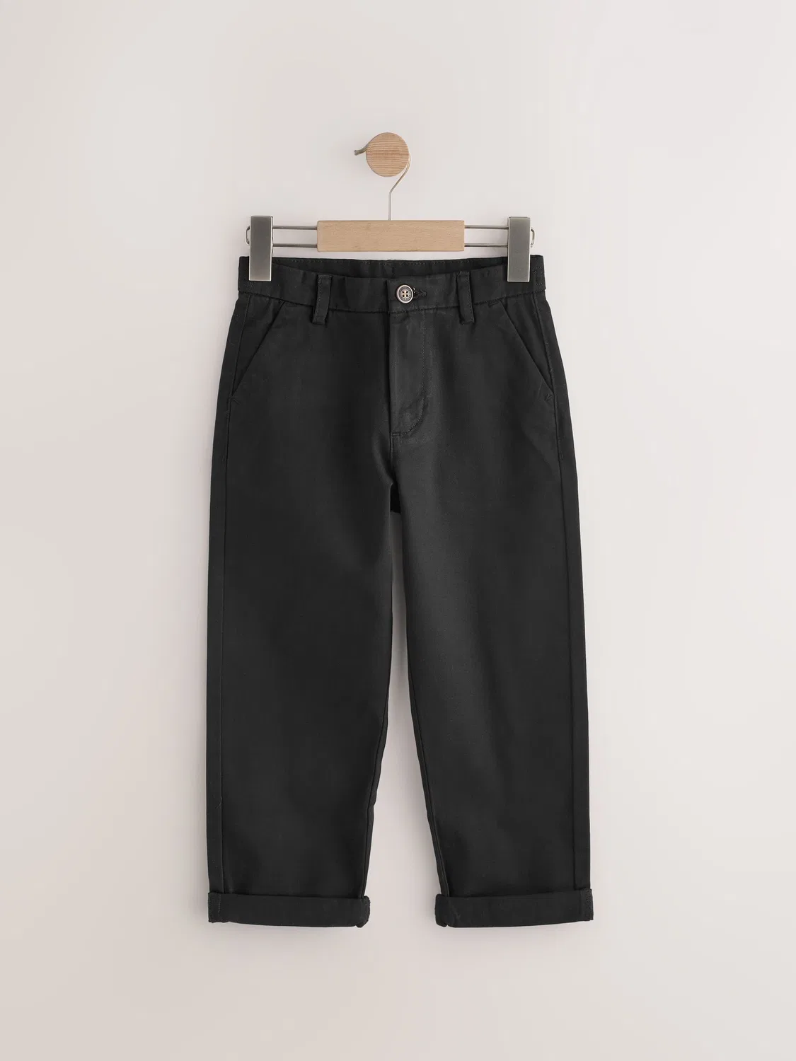 Чинос, широкий крой, Black Wide Fit Stretch Chino Trousers Next, черный