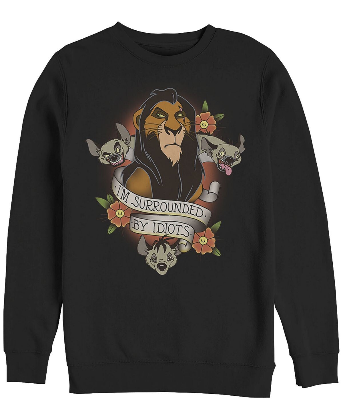 

Шрам disney men's lion king в окружении идиотской татуировки, флис с круглым вырезом Fifth Sun, черный