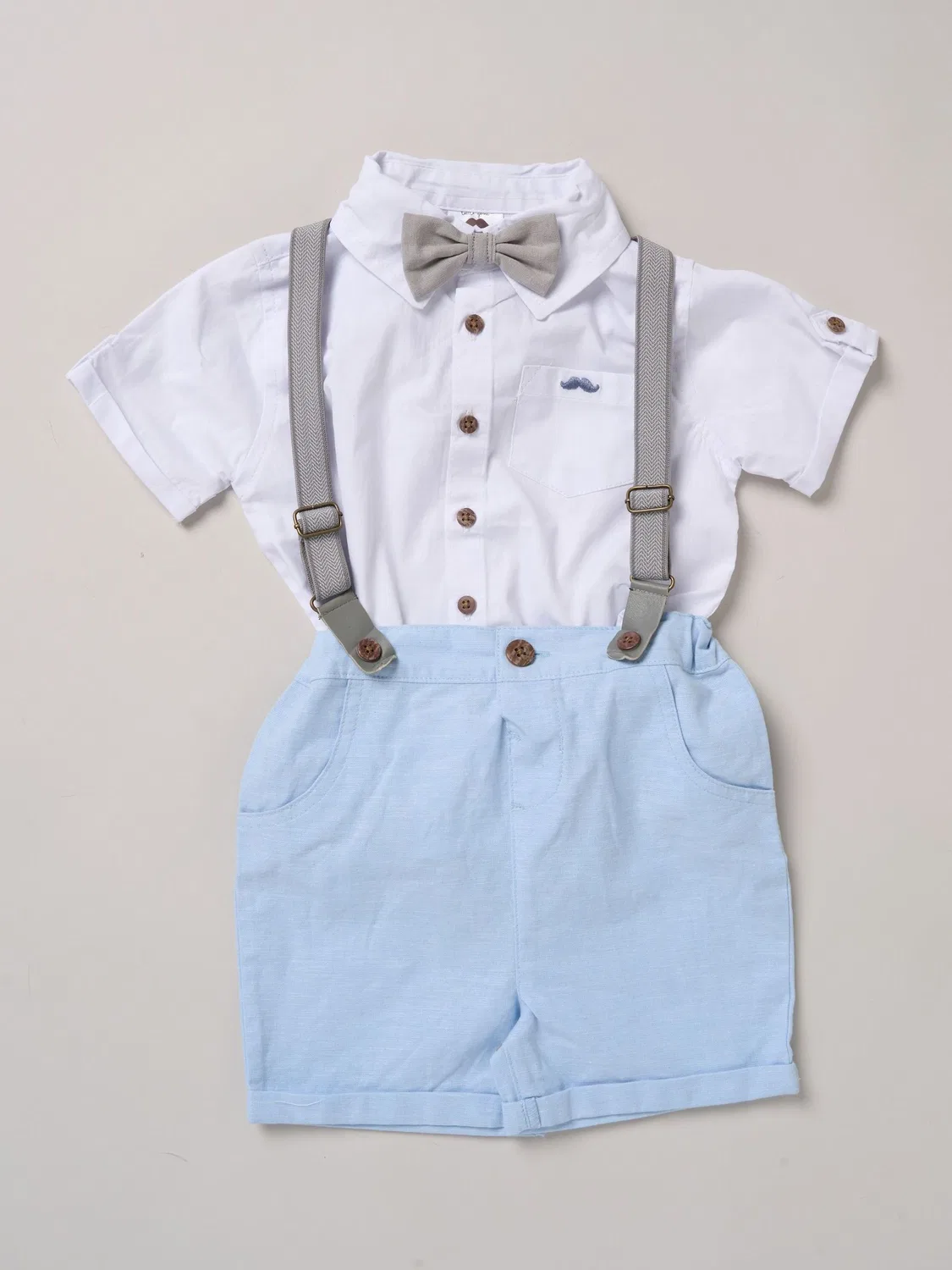 Комплект одежды, рубашка с шортами на подтяжках Little Gent, синий