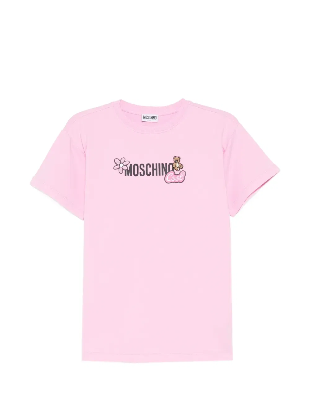 Платье с мишкой из цветов Moschino Kids, розовый