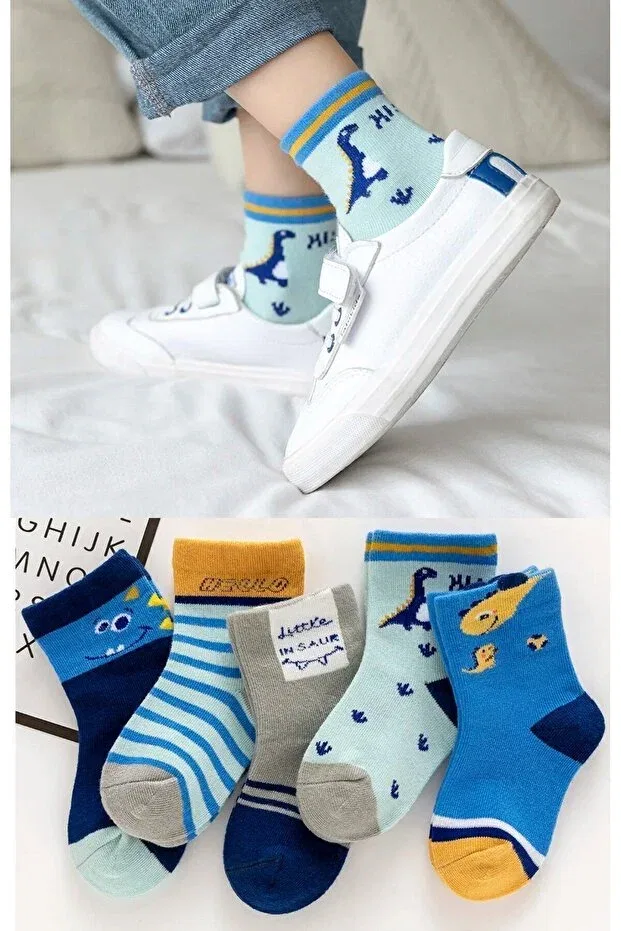 Детские носки с принтом 5 пар Hobins Sportswear & Company, Multicolor