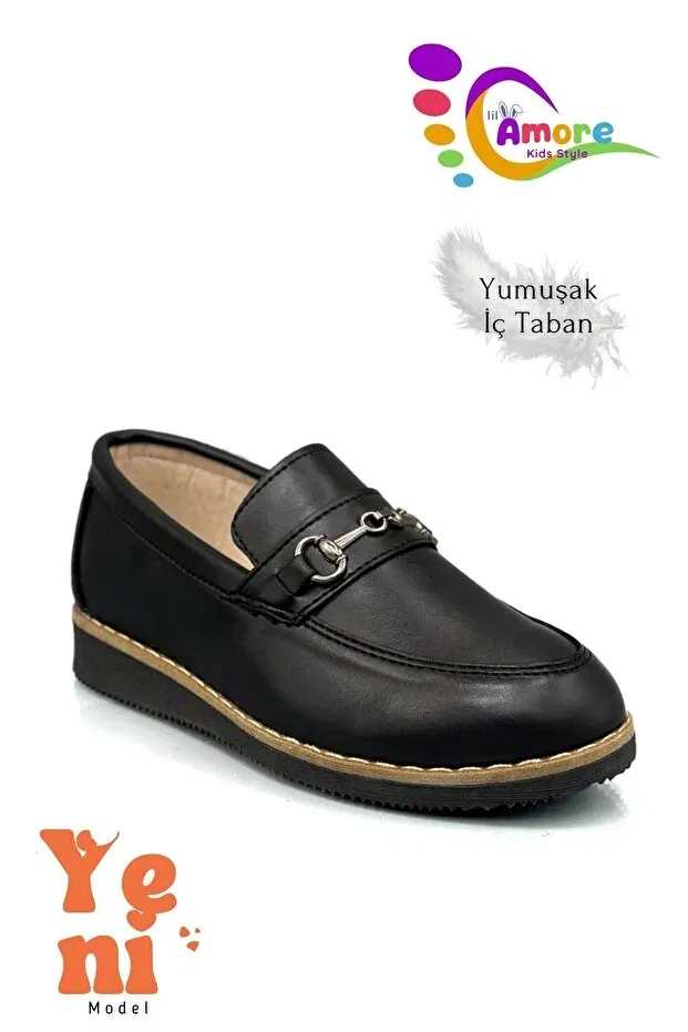 Детские туфли для мальчиков из кожи с пряжкой Sermoda, Tm Black — фото 4