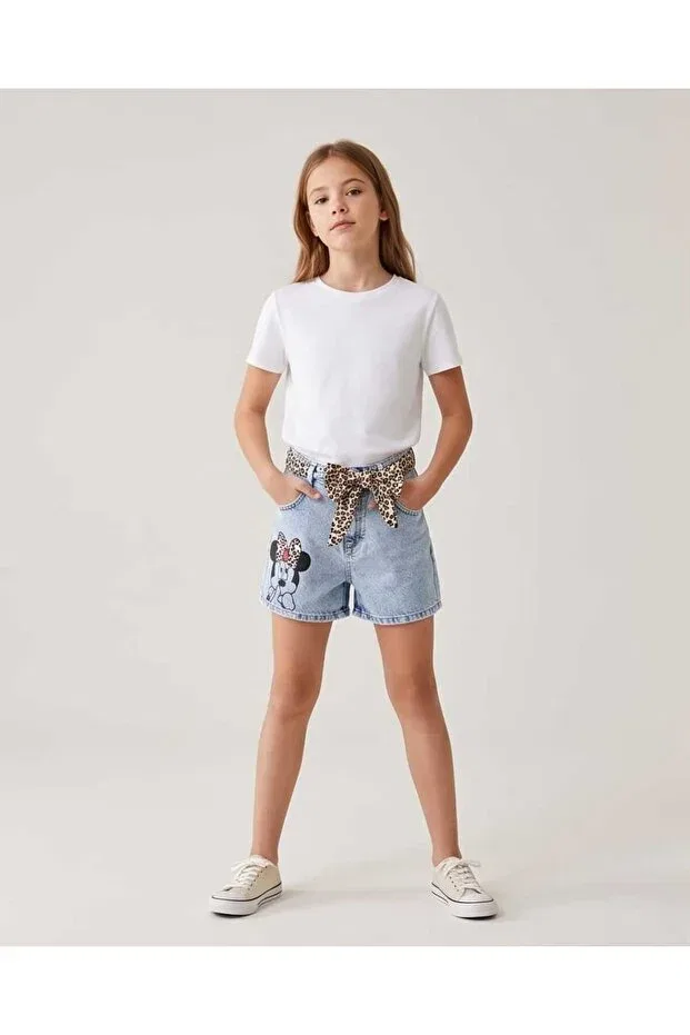Детские шорты для девочек джинсовые с принтом Minnie Mouse Lcw Steps, Blue — фото 3