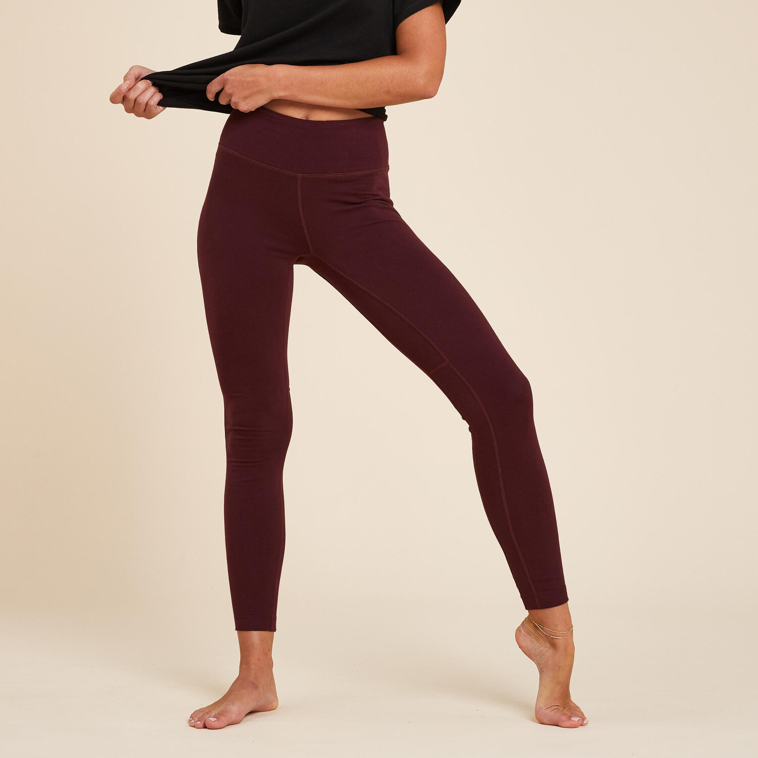 

Функциональные леггинсы Yoga хлопок Ecodesign женские бордовые KIMJALY, темно-бордовый