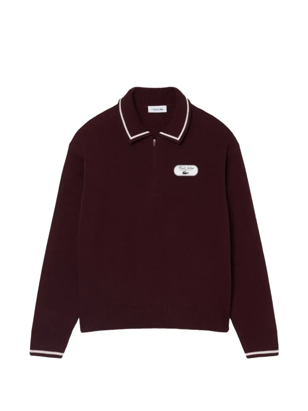 Поло на молнии Lacoste, красное, с классическим воротником