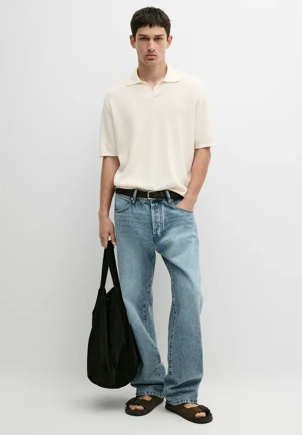 Футболка поло хлопок Massimo Dutti бежевый — фото 2