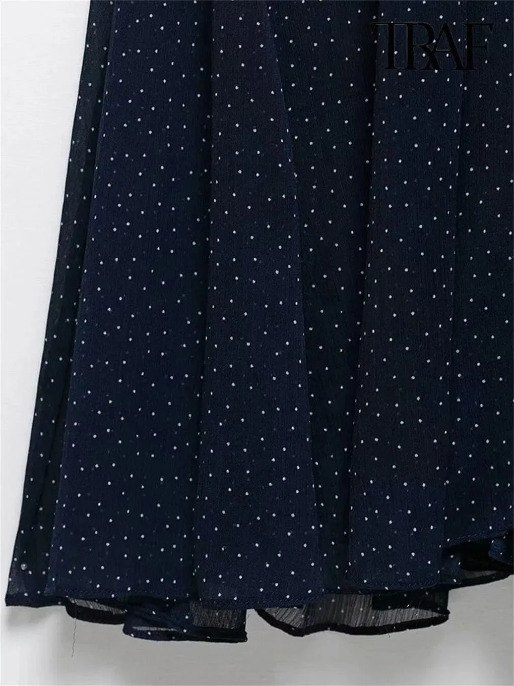 Женское A-силуэта платье миди с V-вырезом, Dark Blue — фото 4