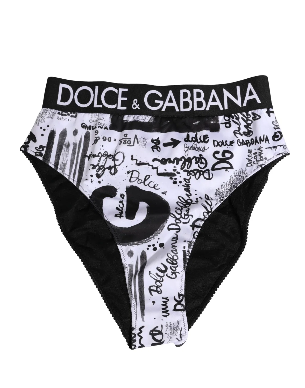 Женские трусы-слипы с графическим логотипом Dolce & Gabbana, Black and White — фото 4