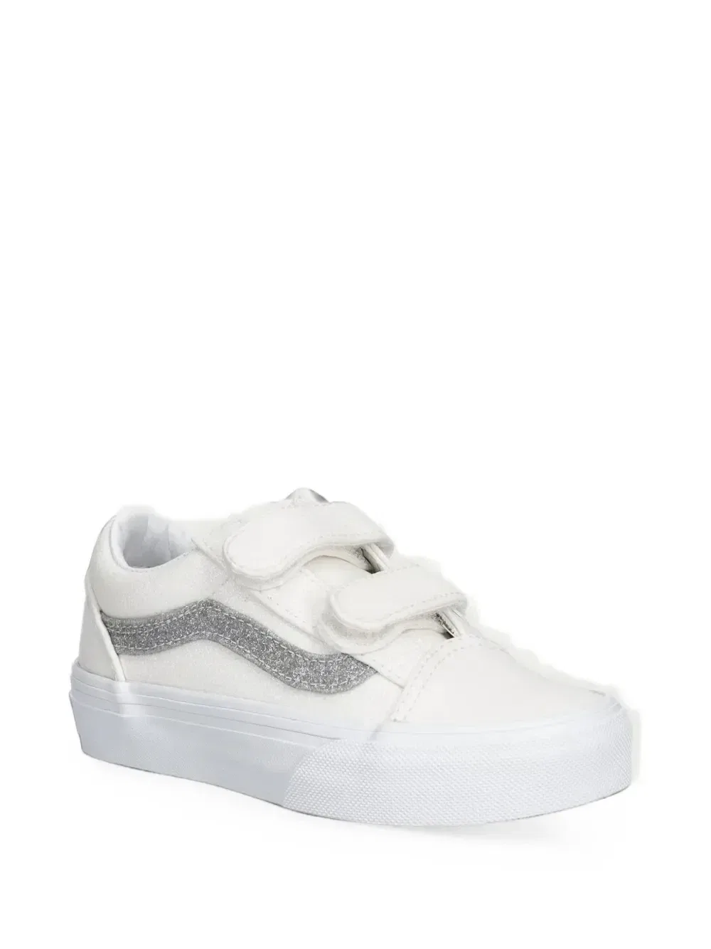 Кеды Old Skool V с блестками и застежками на липучках Vans Kids, белый