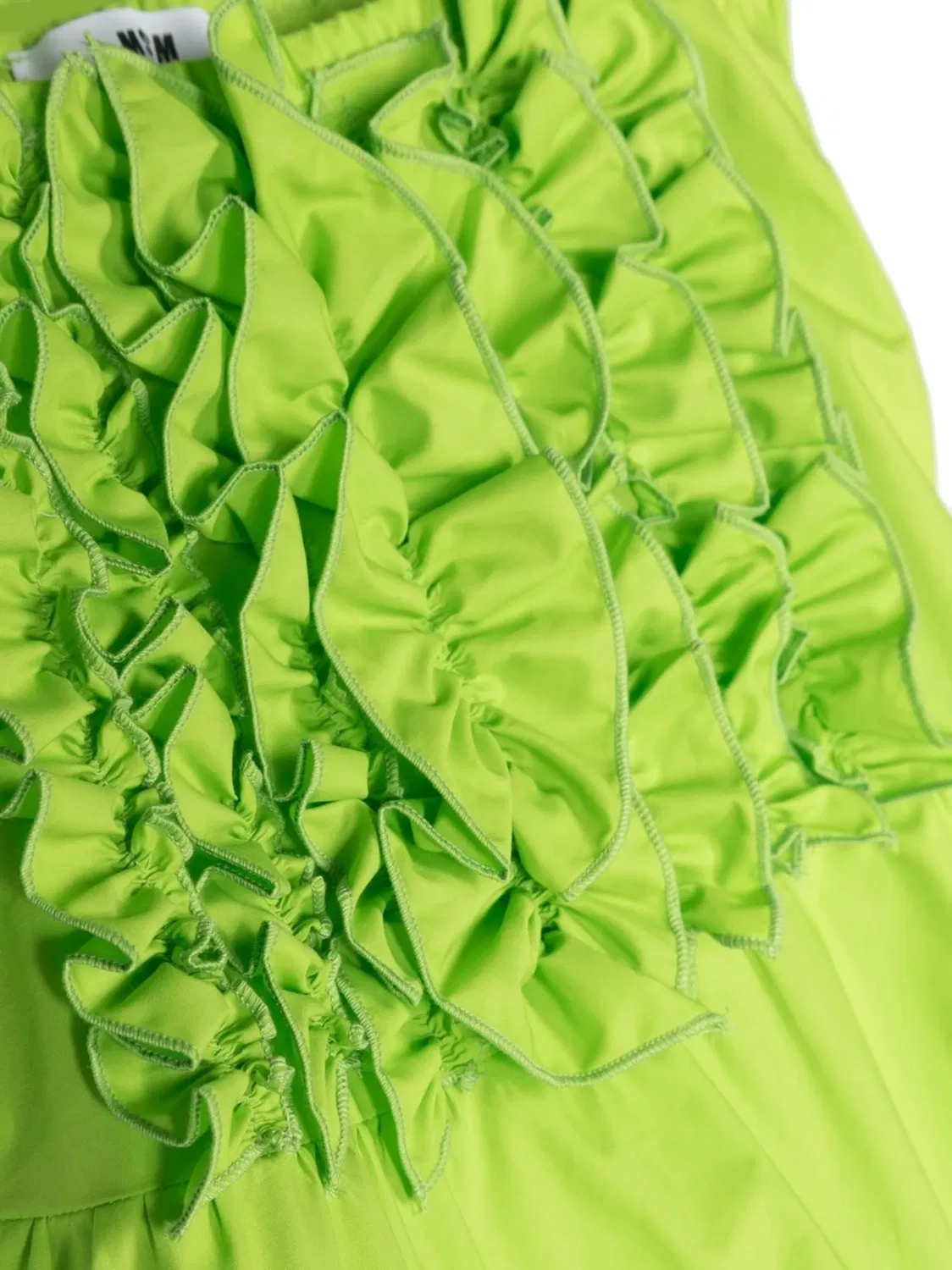 Платье с рюшем из хлопка MSGM, зеленый — фото 2