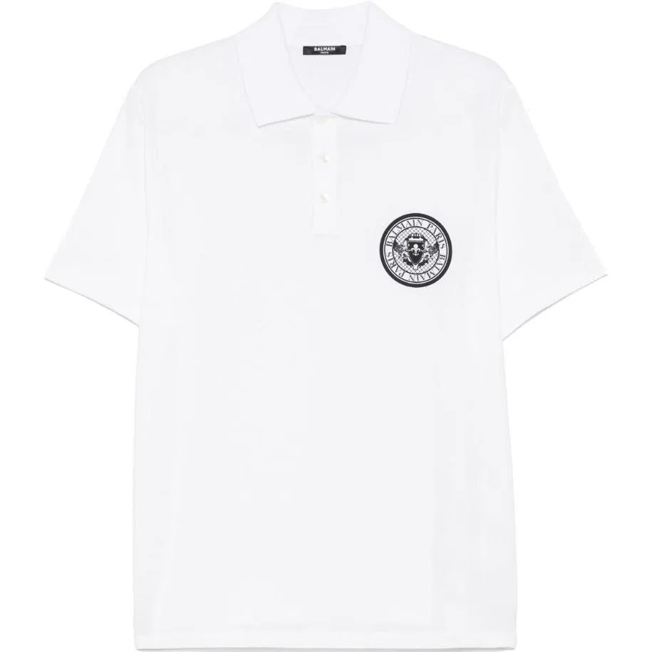 Мужское поло с принтом монет BALMAIN, White