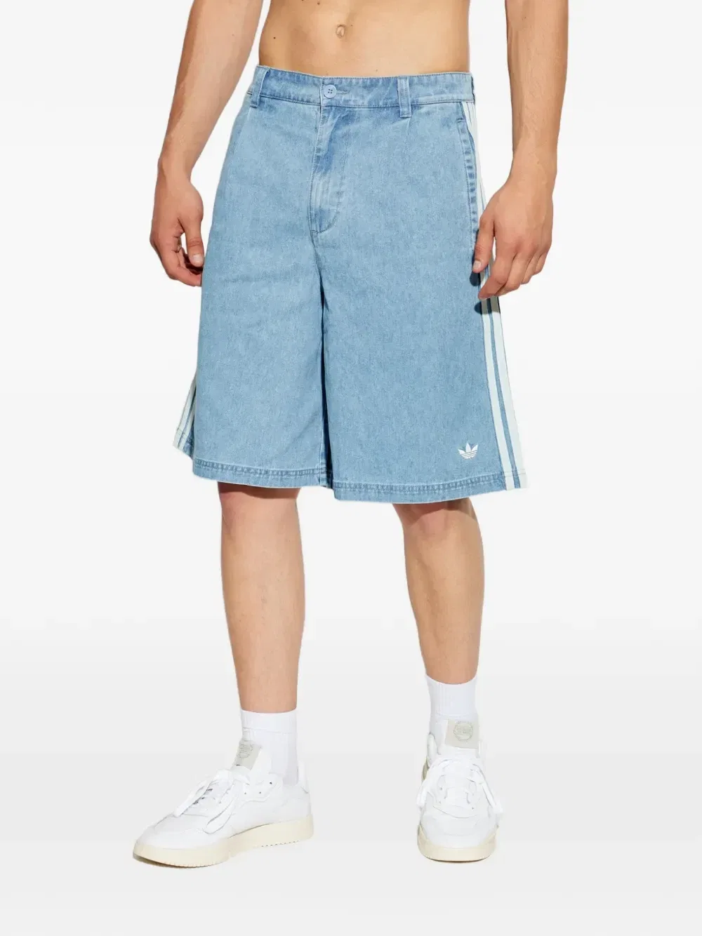 Джинсовые шорты Summer Glow с боковыми полосками Adidas, синий — фото 3