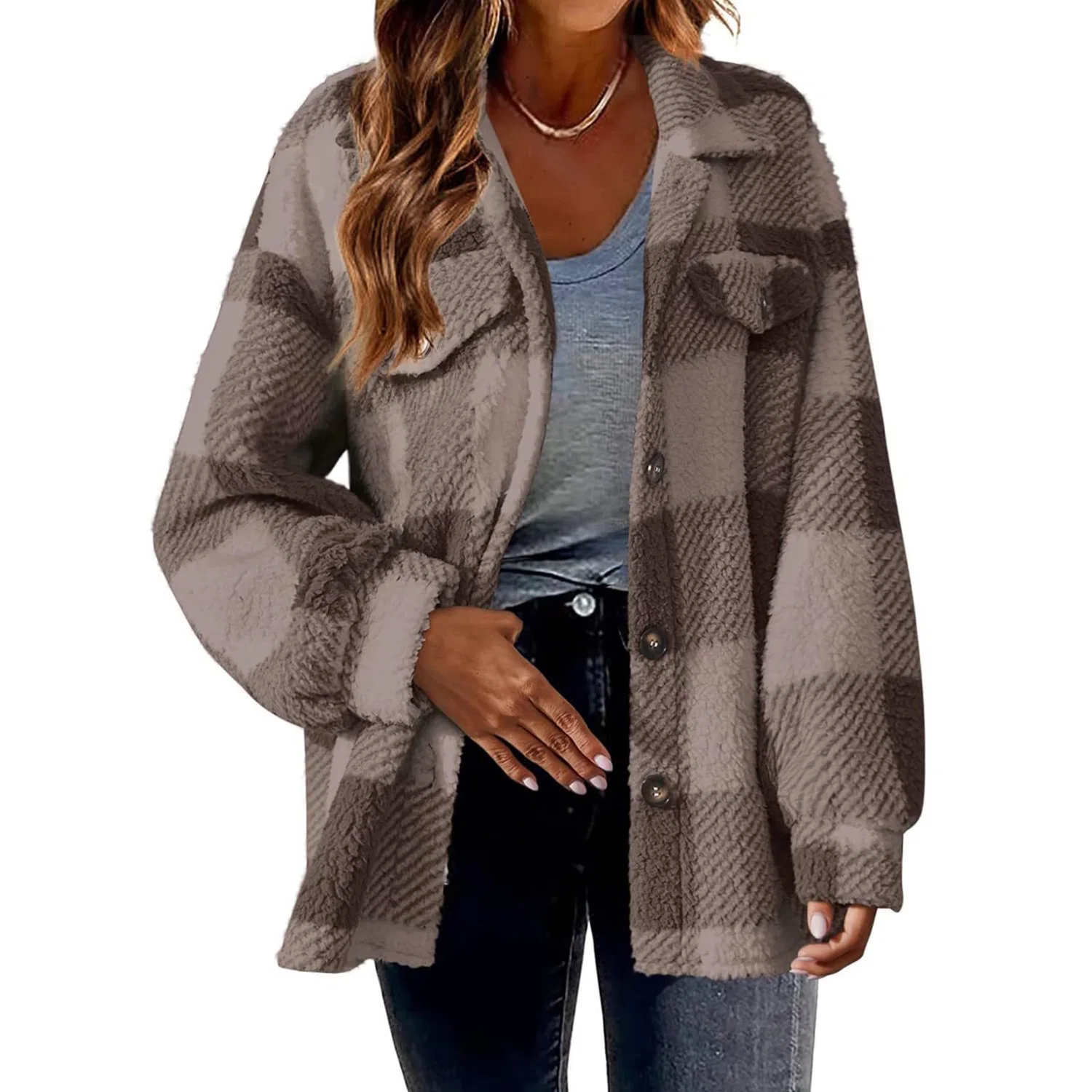 Женский кардиган с принтом Women Blurred Plaid Cardigan, Caff file — фото 2