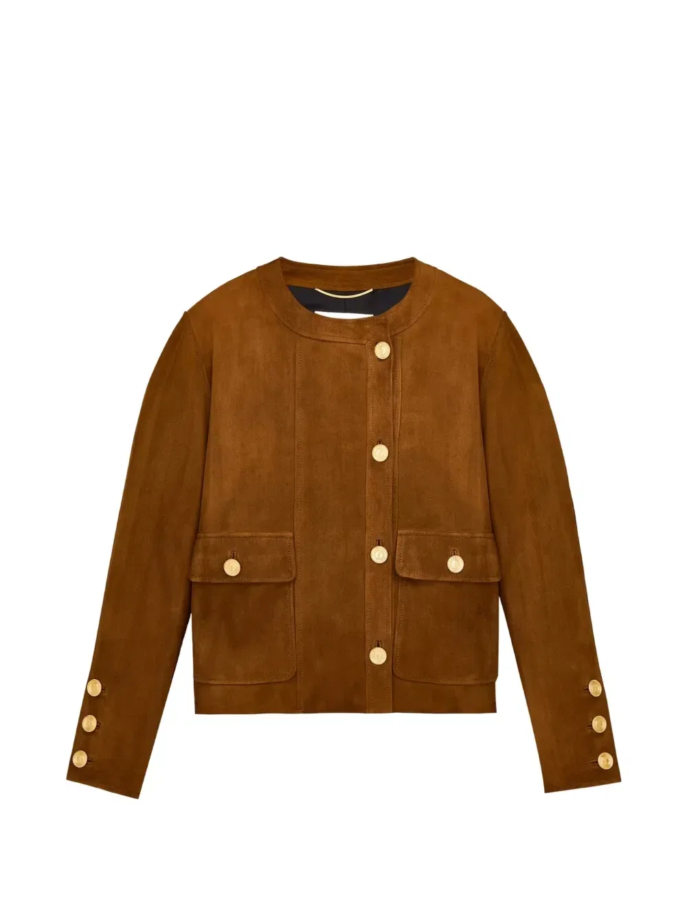 Короткая куртка из замши ягненка Saint Laurent, коричневый