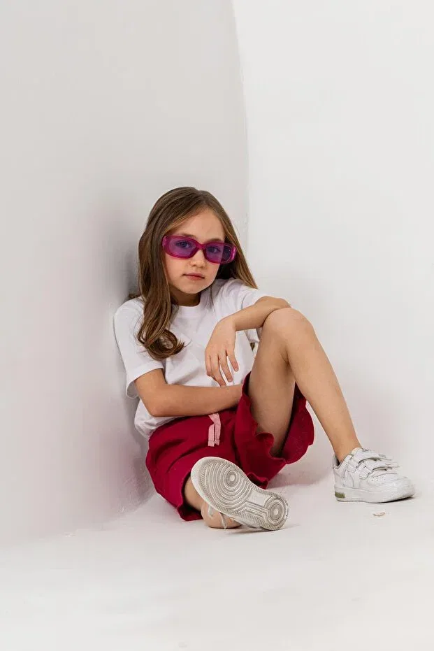 Детские шорты для девочек с принтом Ruffled cherry Mışıl Kids, Dark Rose Dusky