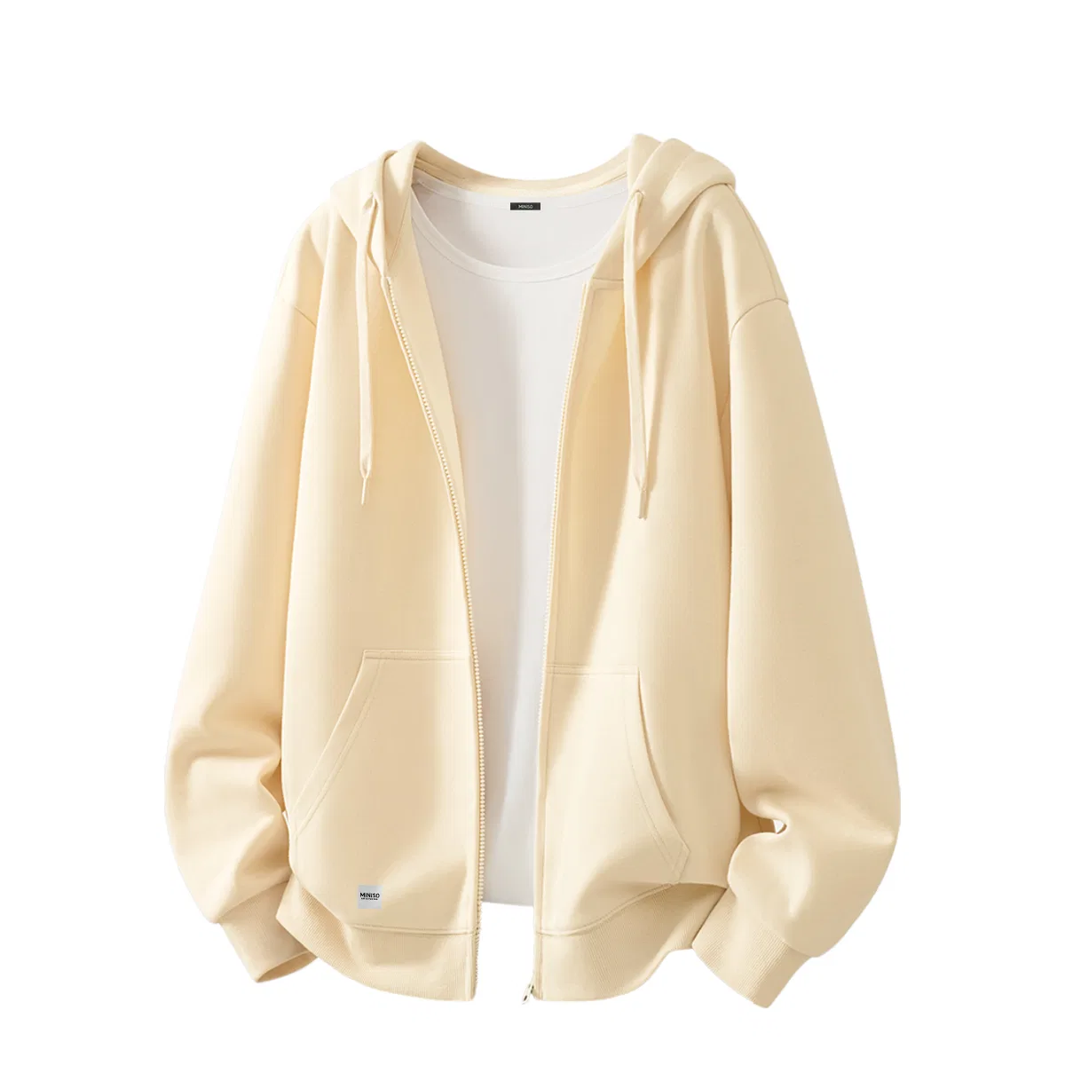 Детский худи на капюшоне Miniso, Light Beige (M45 Ink Gray Smiley Face Lower Right B Logo)
