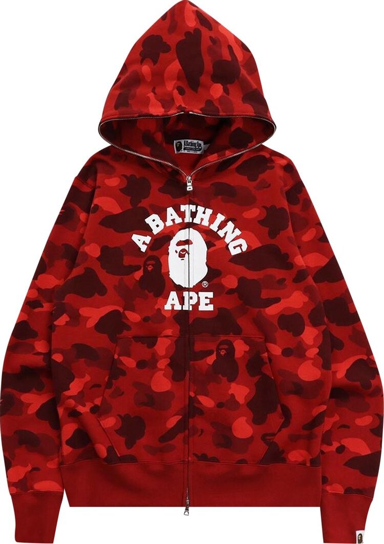 

Худи BAPE Color Camo College Full Zip Hoodie 'Red', красный