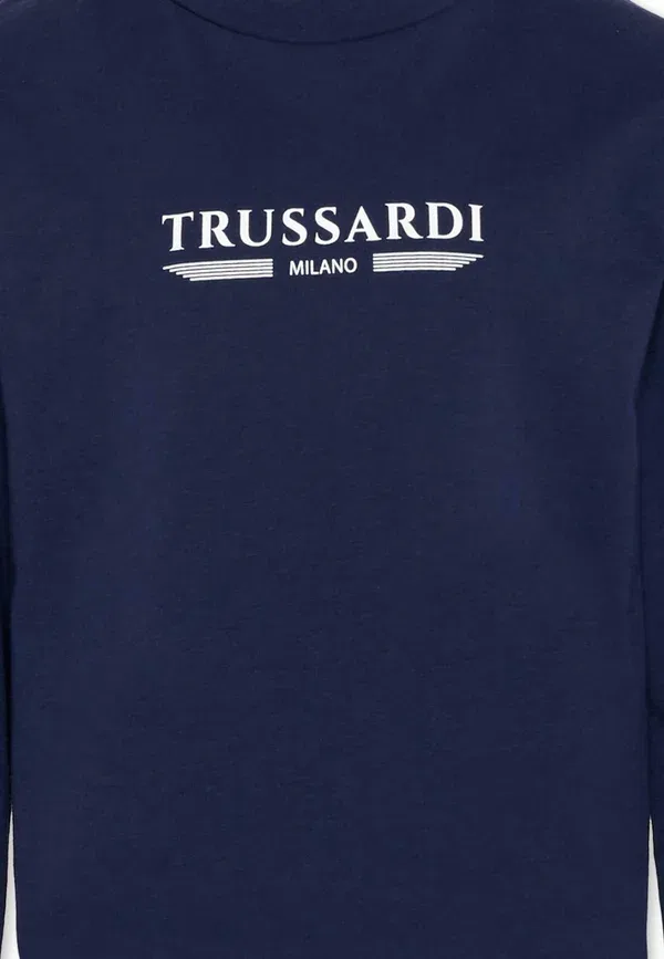 Футболка длинный рукав, принт, Long sleeved top, Tru Trussardi Junior, синий — фото 3