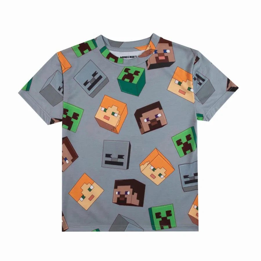 Комплект из 4 футболок с принтом Creeper and Character Heads Minecraft, Multicolored — фото 2