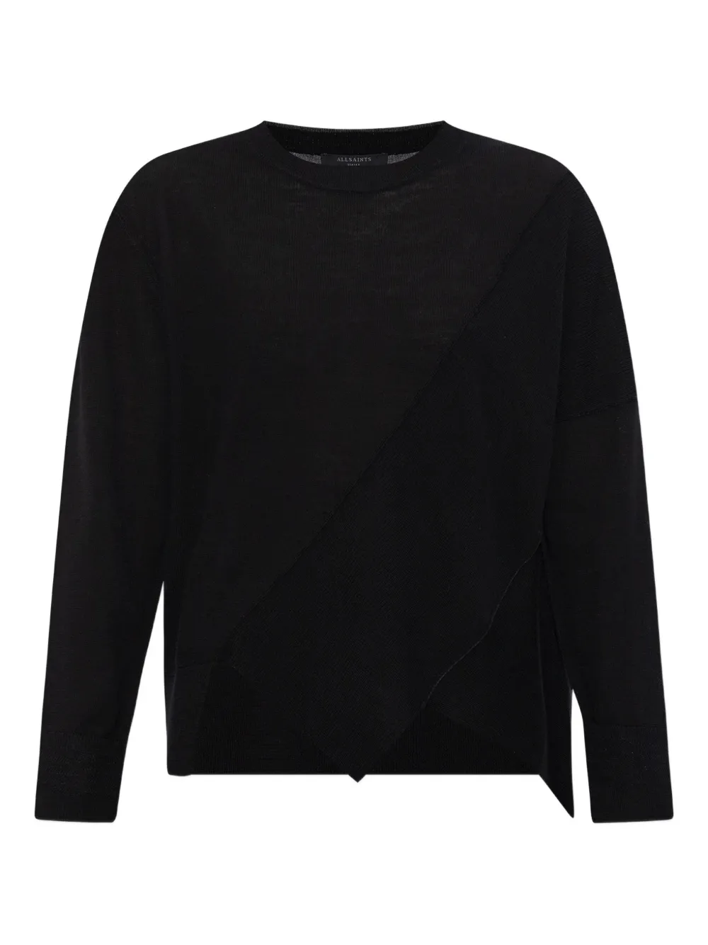 

Асимметричный шерстяной свитер AllSaints, черный