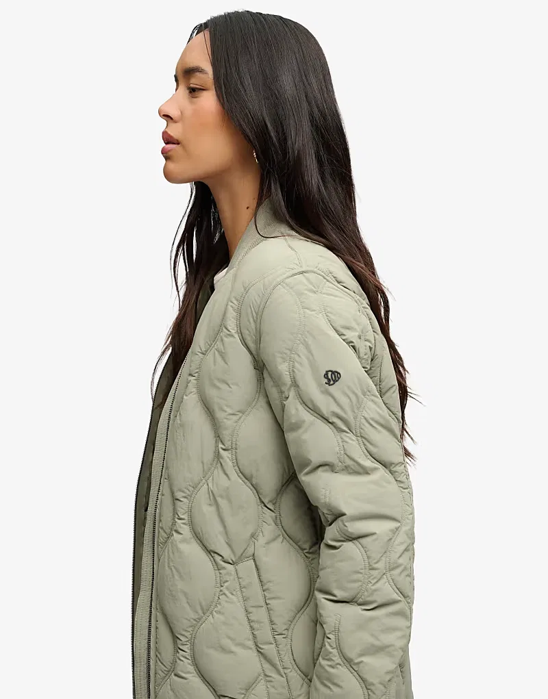 Утепленная куртка-подкладка Superdry Longline луковица светло-хаки