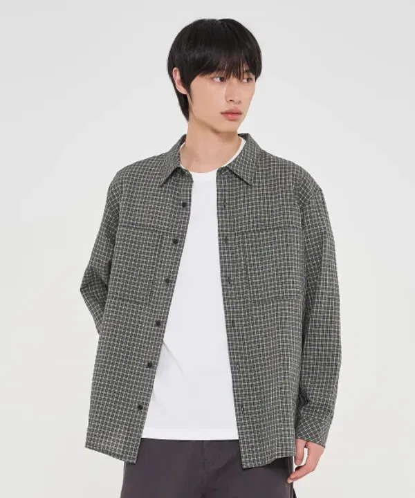 Рубашка оверсайз клетчатая Superdry, хаки