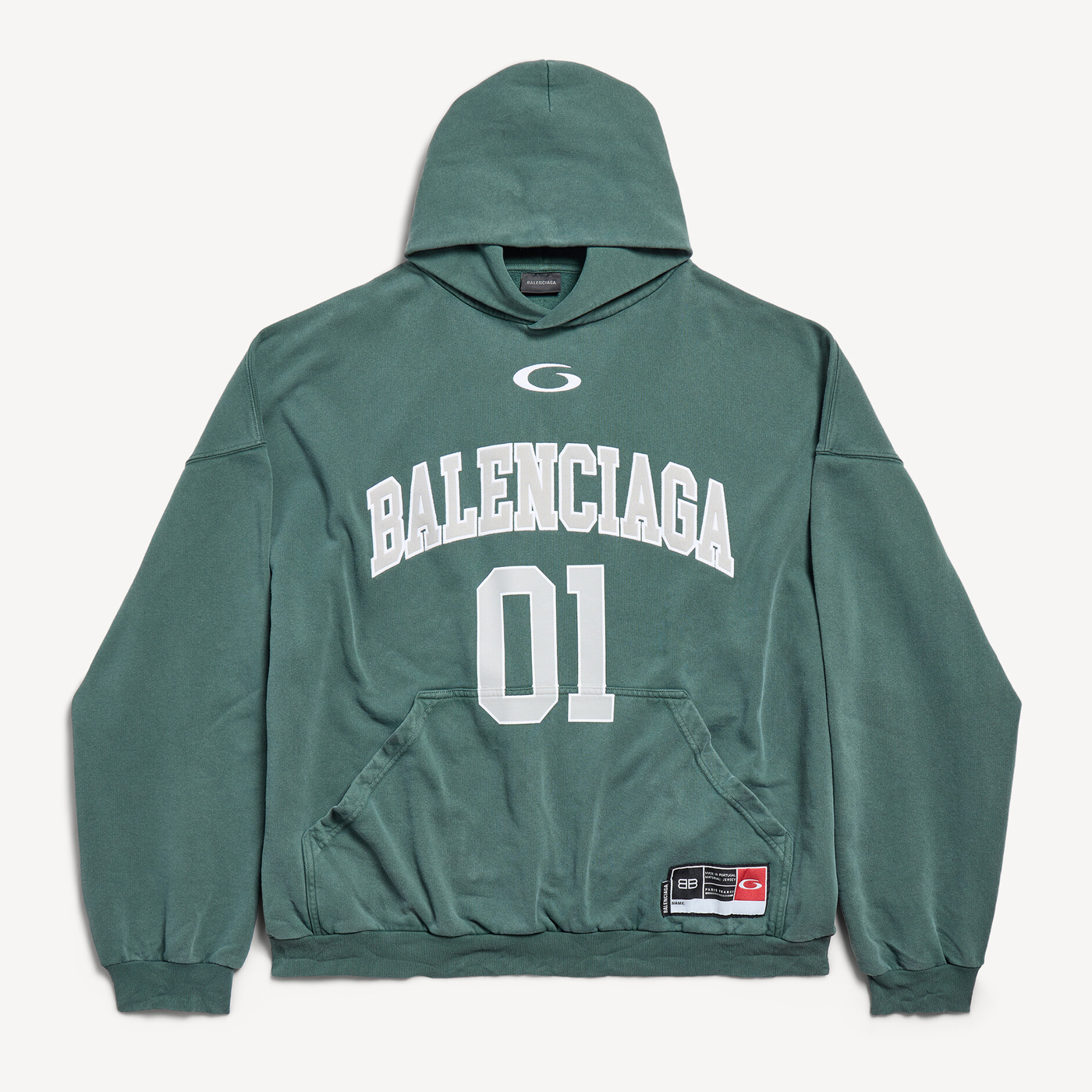 Худи Balenciaga Basketball Large Fit, светло-зеленый/темно-зеленый