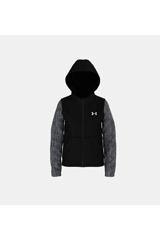 Детское худи для девочек на молнии с капюшоном UA Rival Fleece Full-Zip Under Armour, Black — фото 4