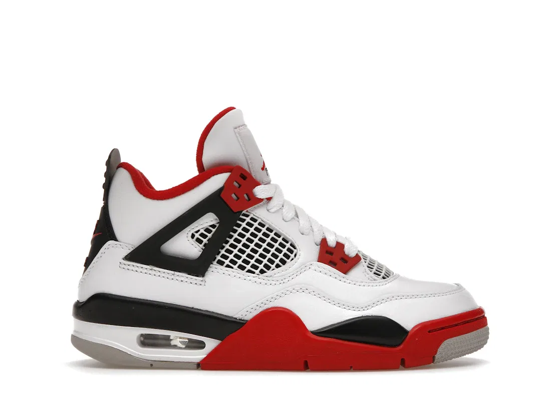 Детские кроссовки Lifestyle с принтом Air Jordan 4 Retro Jordan, White/Black-Tech Grey-Fire Red
