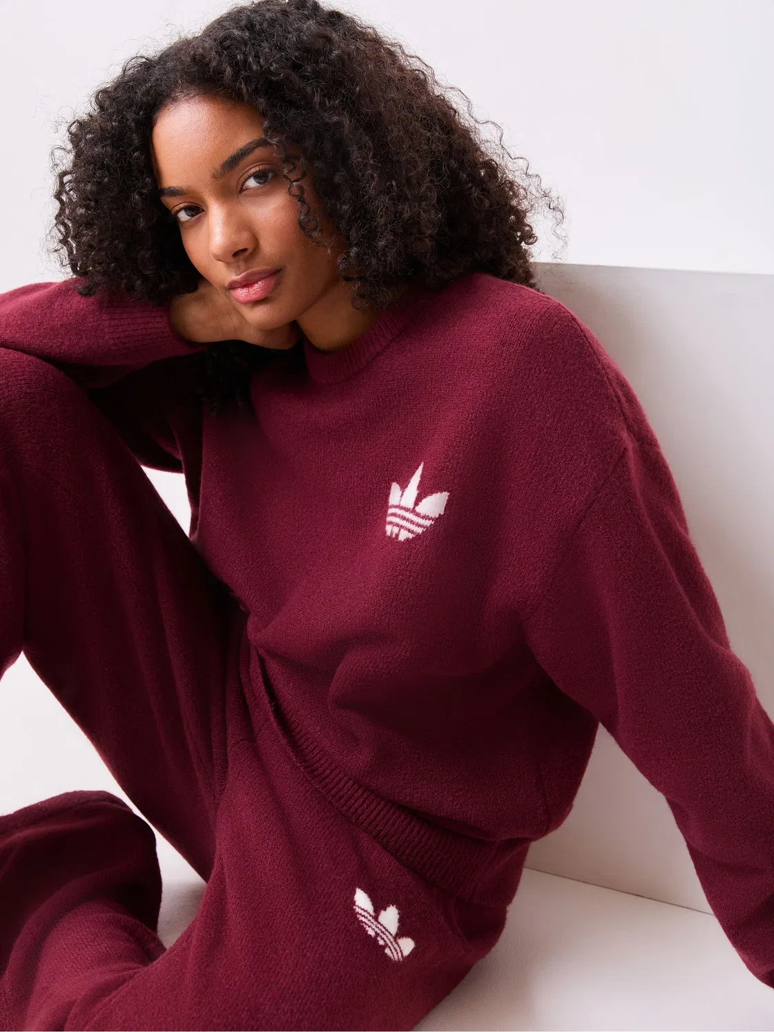 Свитер вязаный, свободная посадка, adidas Originals, красный — фото 3