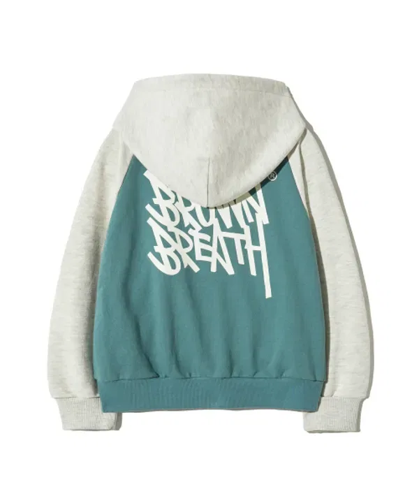 Детская толстовка на молнии с капюшоном, BB Hood Zip Up, Brownbreath Kids, мятный — фото 3