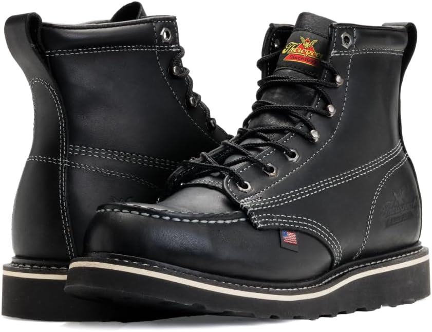 Мужские ботинки Thorogood American Heritage 8 с круглым носком, водонепроницаемые с композитным защитным носком и подошвой MAXWear, черный