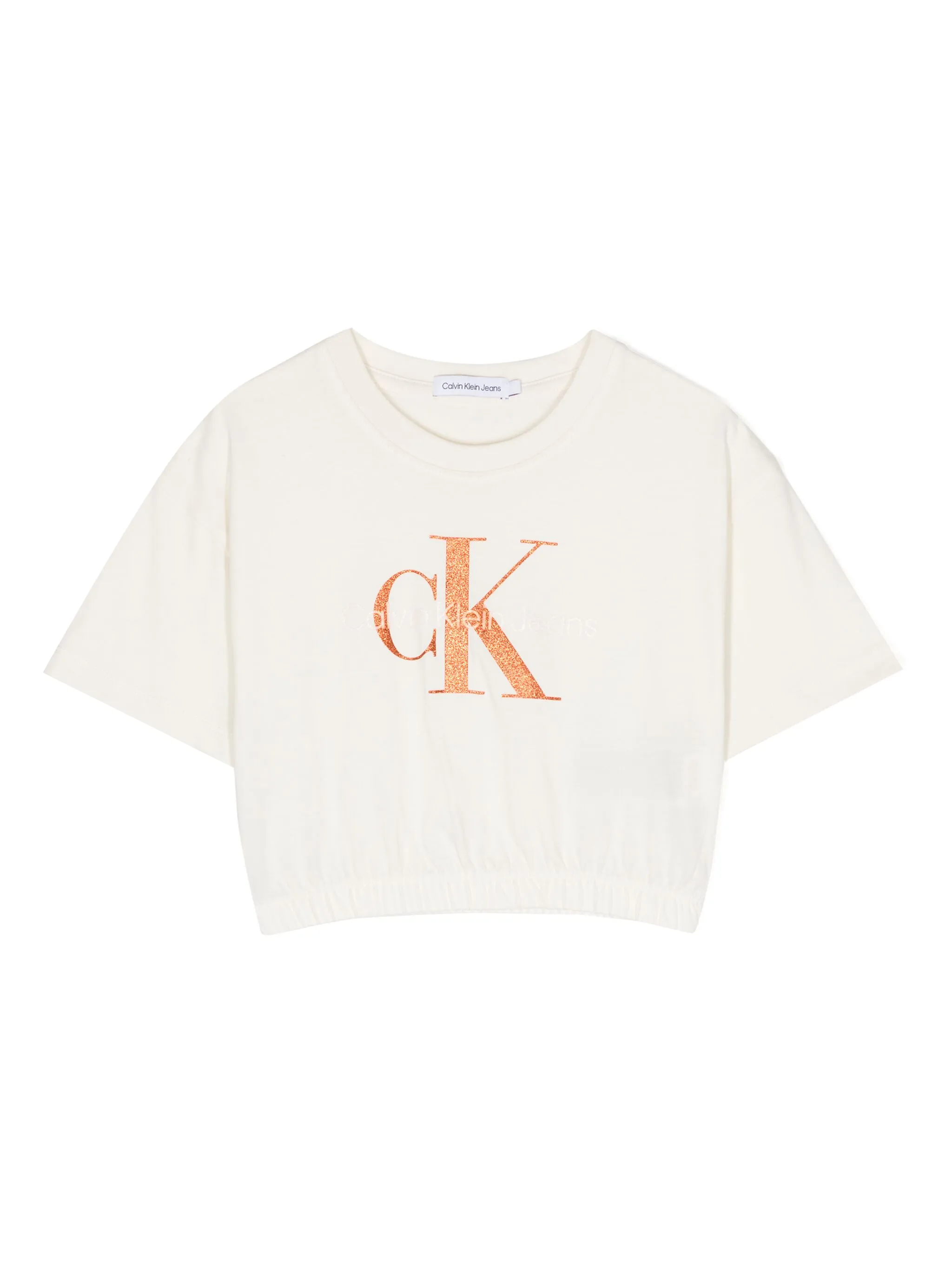 

Укороченная футболка с монограммой Calvin Klein Kids, нейтральный