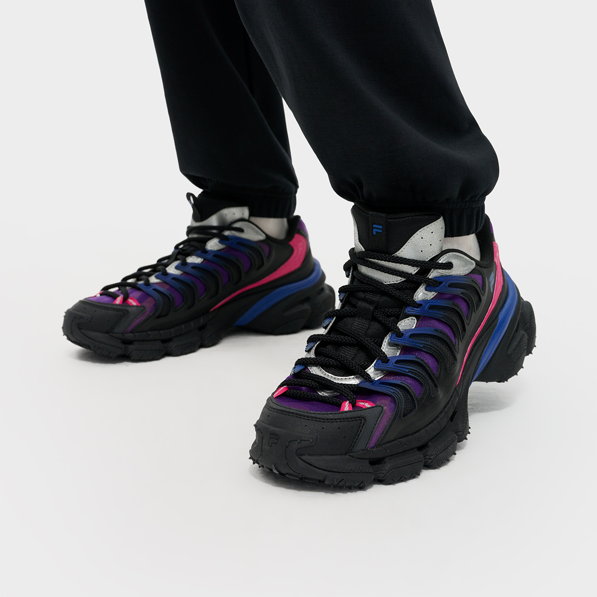 Футболка Starship Shoes Low Top Повседневная обувь Мужская Черный Железно-синий Фиолетовый FILA FUSION, Черный/Железно-синий Фиолетовый — фото 4