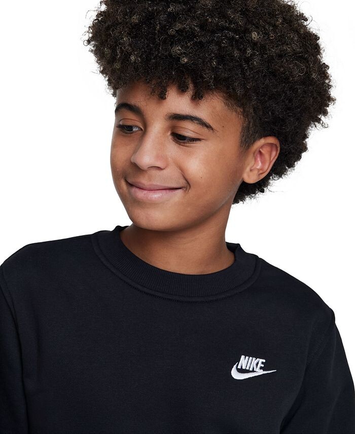 Флисовый свитшот классического кроя Big Kids Sportswear Club Nike, черный — фото 3