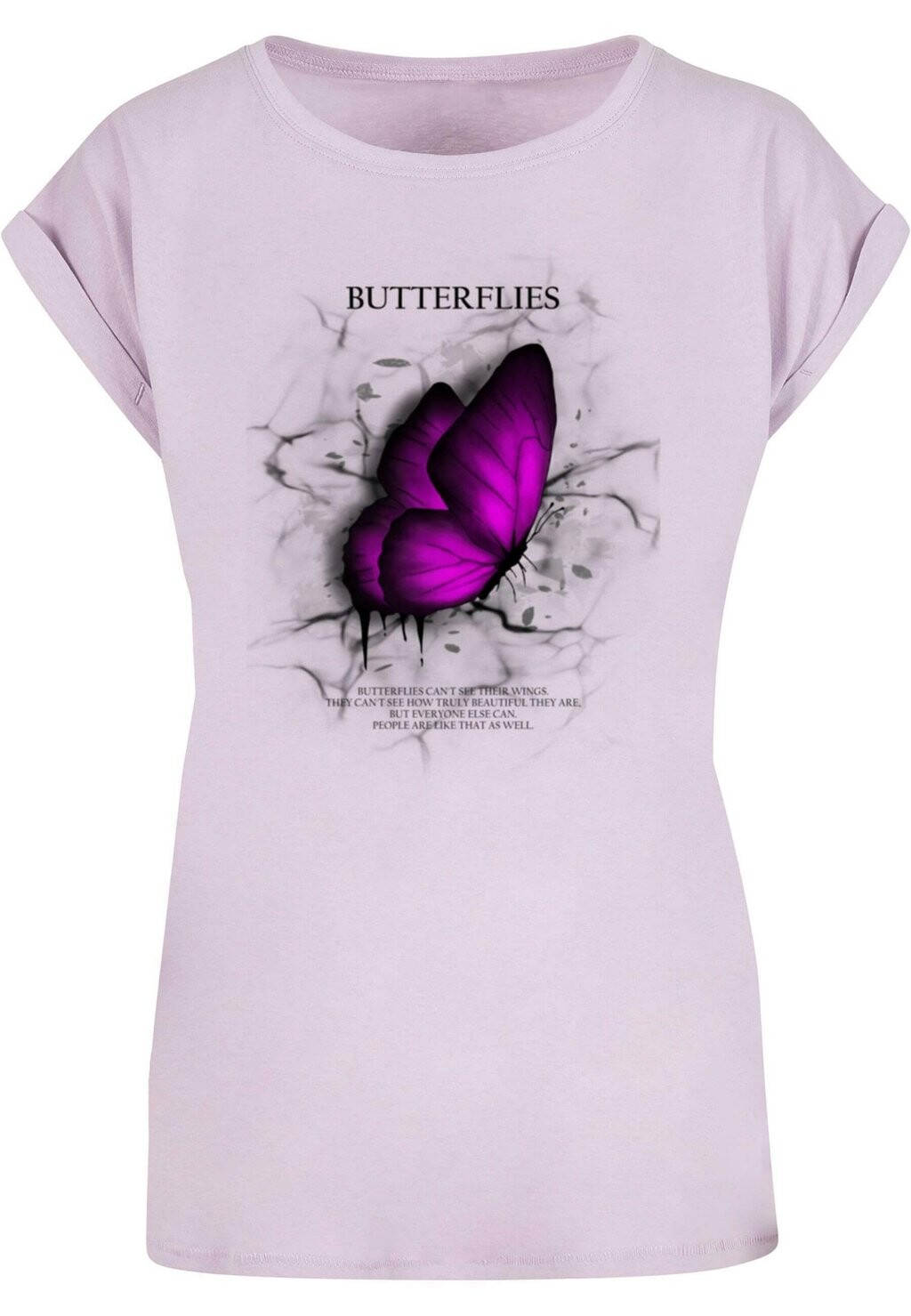

Футболка с принтом BUTTERFLIES EXTENDED SHOULDER Merchcode, сиреневый