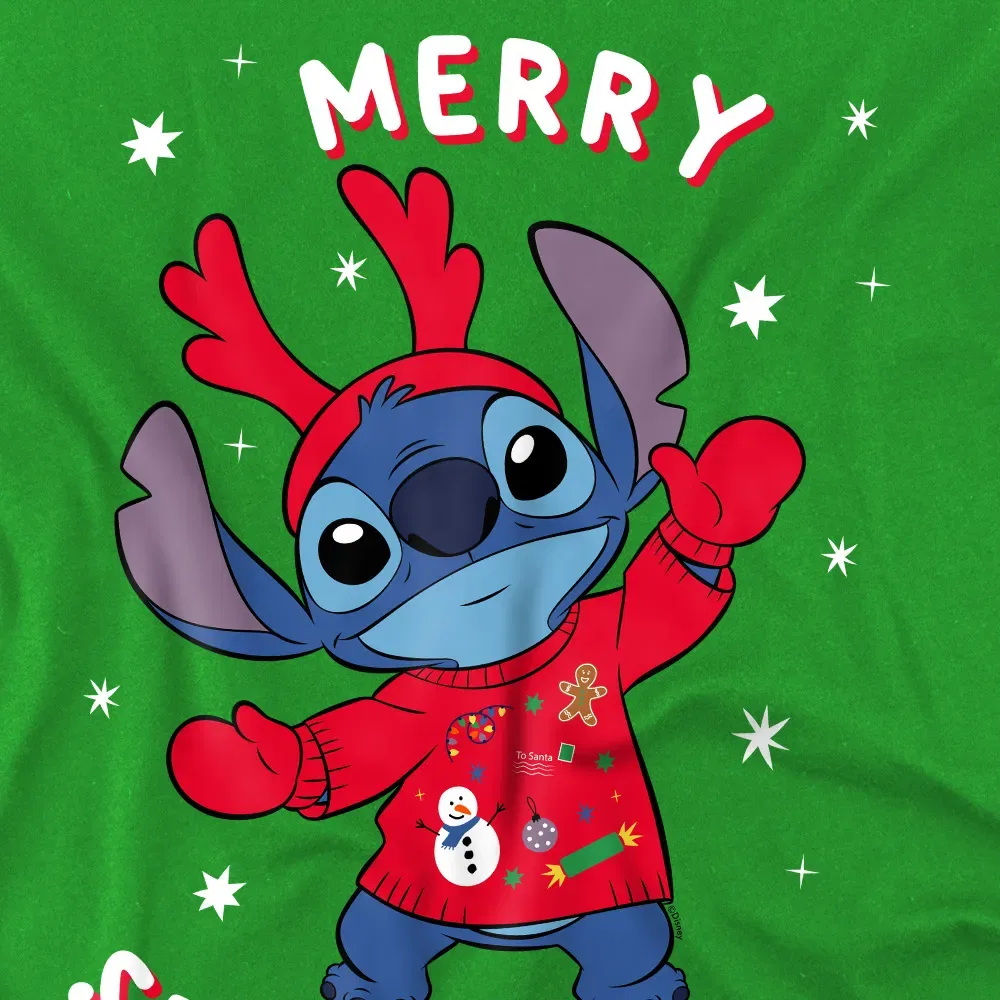 Детская футболка Lilo and Stitch Merry Stitchmas Disney, темно-зеленый — фото 2