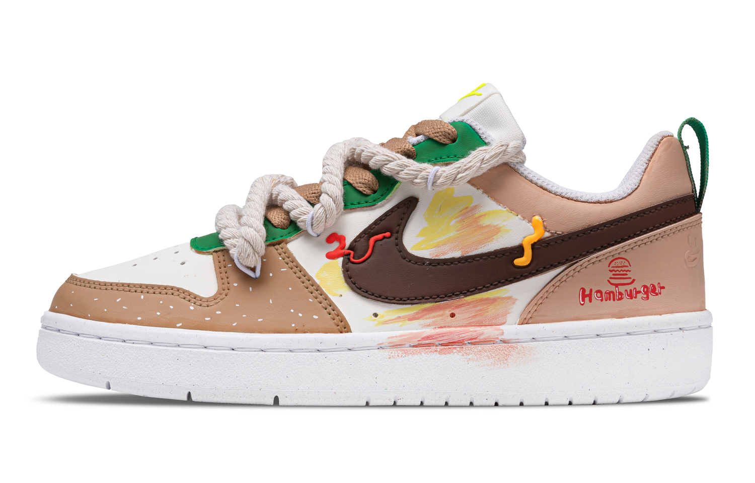 

Nike Кроссовки Court Borough Hamburger Low top Skateboard Shoes White Brown Green Kids'