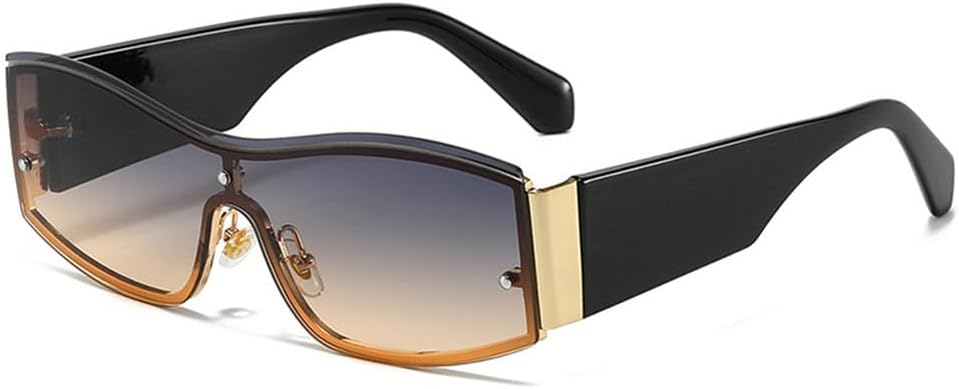 

Солнцезащитные очки UV400 с защитой от ультрафиолета — цельные, без оправы, с градиентным покрытием, подходят для женщин и мужчин, для бега и занятий спортом на открытом воздухе UYPTK, Gold-graybrown