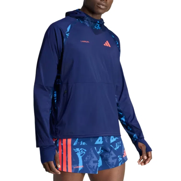Куртка мужская Adidas с капюшоном темно-синяя/ярко-красная — фото 4