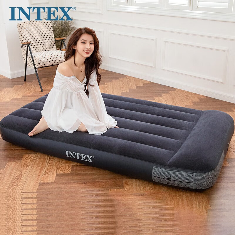 

Intex 64142T двойная встроенная подушка, надувной матрас, домашняя портативная кровать для обеда, уличная палатка, коврик, складная кровать