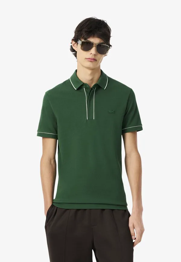 Контрастная рубашка-поло smart paris стрейч с рибетом Lacoste, Vert Sapin