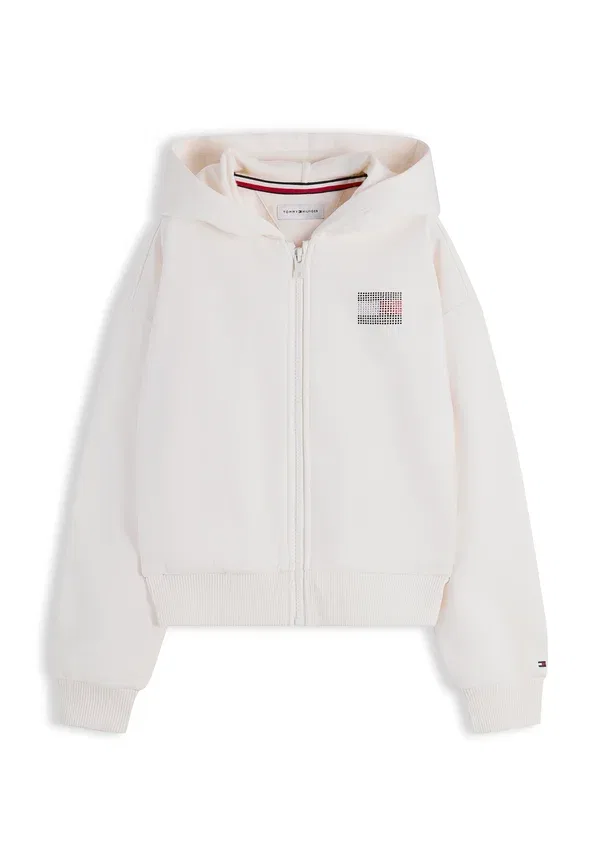 Толстовка Tommy Hilfiger Tommy rhinestone zip through zip up sweatshirt, светло-бежевый — фото 4