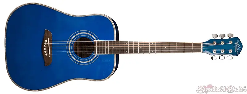 

Акустическая гитара Oscar Schmidt OGHS 1/2 Size Dreadnought Acoustic Guitar Trans Blue - OGHSTBL