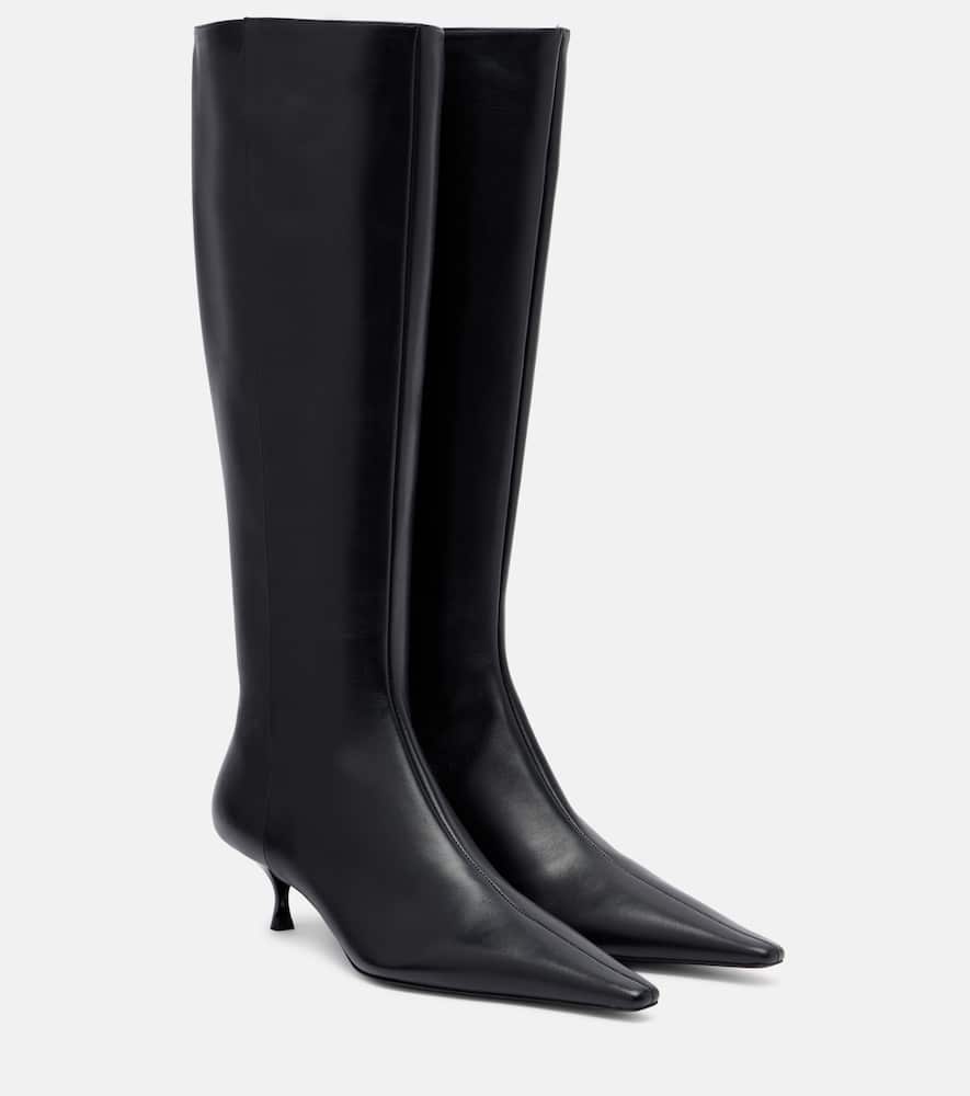 Ботинки Pointy 45 высокие кожаные до колена Victoria Beckham, Black