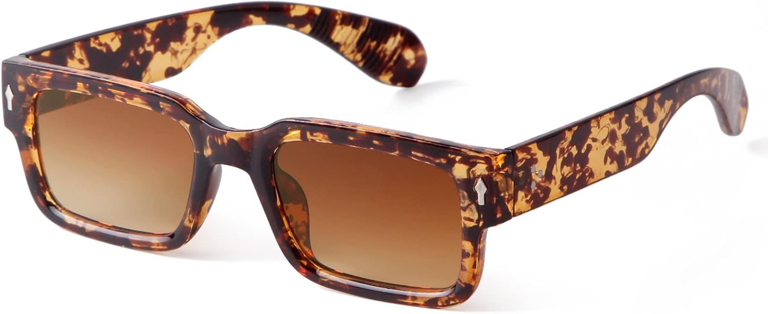 

Солнцезащитные очки для женщин и мужчин, поляризованные, винтажные, ретро, ​​круглые, квадратные, модные, в стиле Y2K, прямоугольные, с защитой от УФ-излучения DQbhzh, Tortoise Frame Brown Gradient Lens