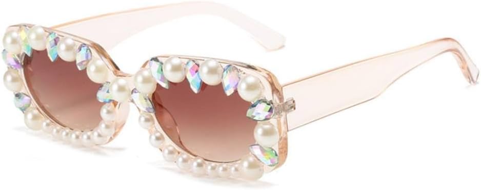 

Солнцезащитные очки с жемчугом и бриллиантами 2027 года для женщин, персонализированные квадратные солнцезащитные очки для девочек, прямоугольные очки UV400 MTZJH, Champagne